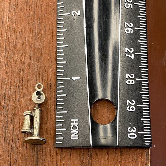 Vintage 925 Sterling Silver Retro Candlestick Telephone Pendant Bracelet Charm - Picture 4 of 4